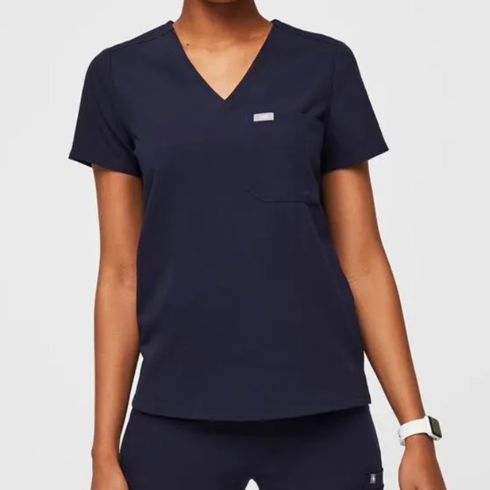 Figs Catarina One-Pocket Scrub Top Technical Collection Navy Blue Size Small